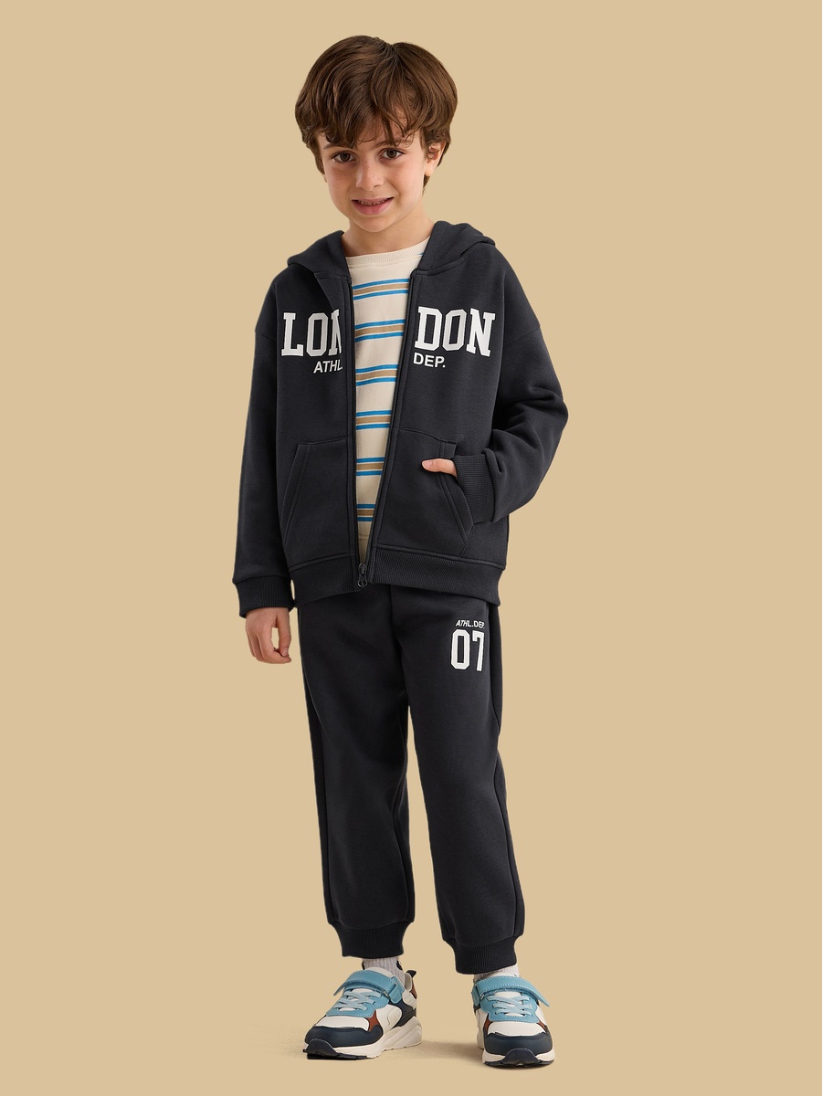 London Print Zip Through Hoodie and Joggers Set