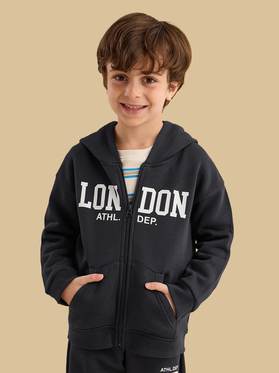 London Print Zip Through Hoodie and Joggers Set