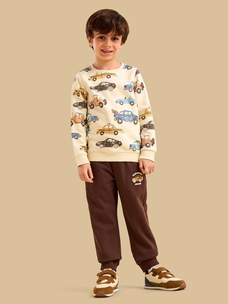 Car Print Sweatshirt and Joggers Set