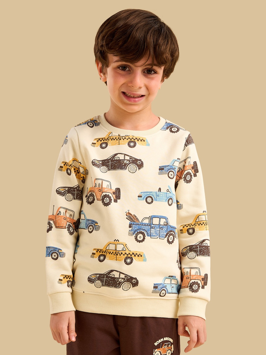 Car Print Sweatshirt and Joggers Set
