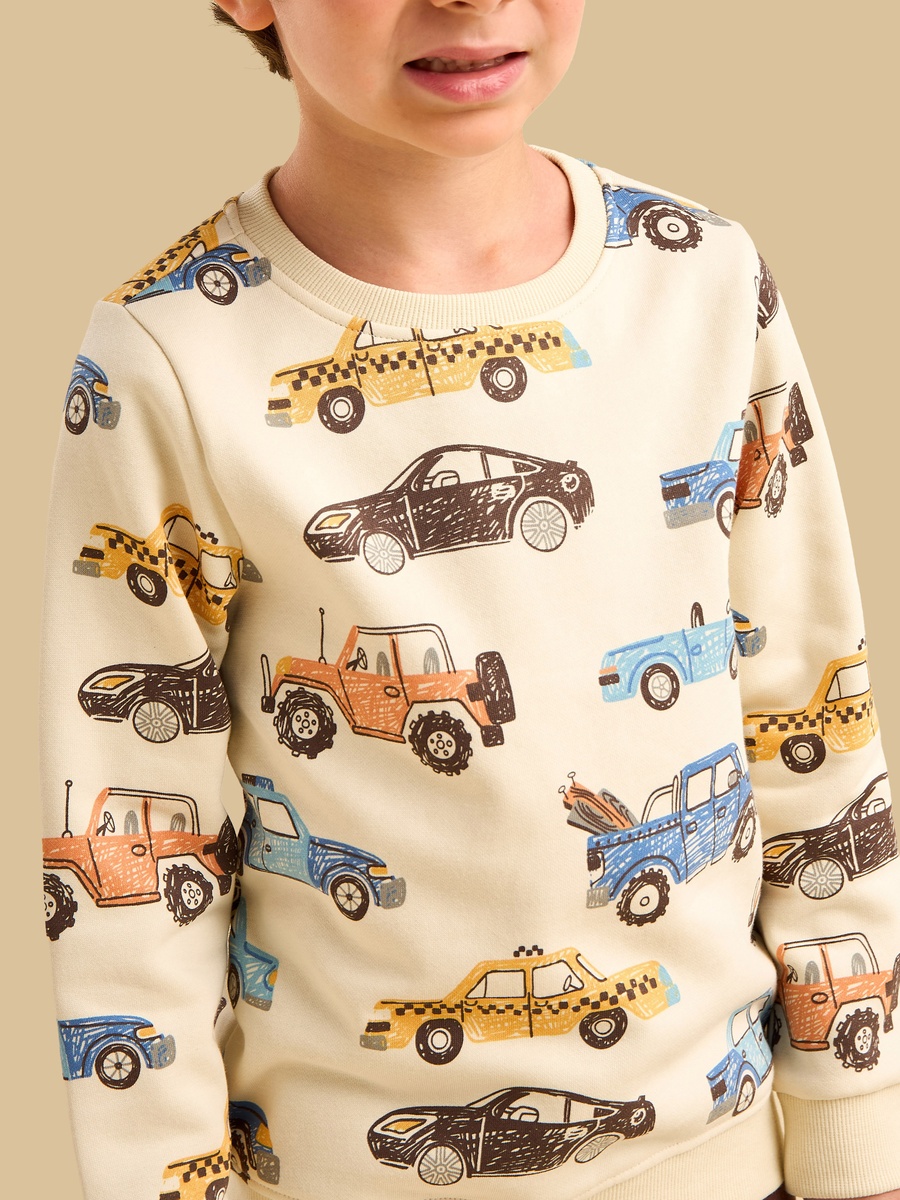 Car Print Sweatshirt and Joggers Set