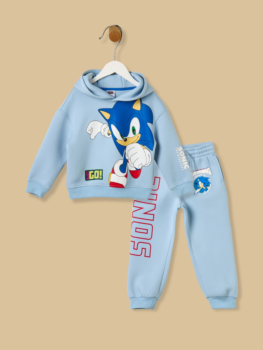 Sonic the Hedgehog Print Hooded Sweatshirt and Joggers Set