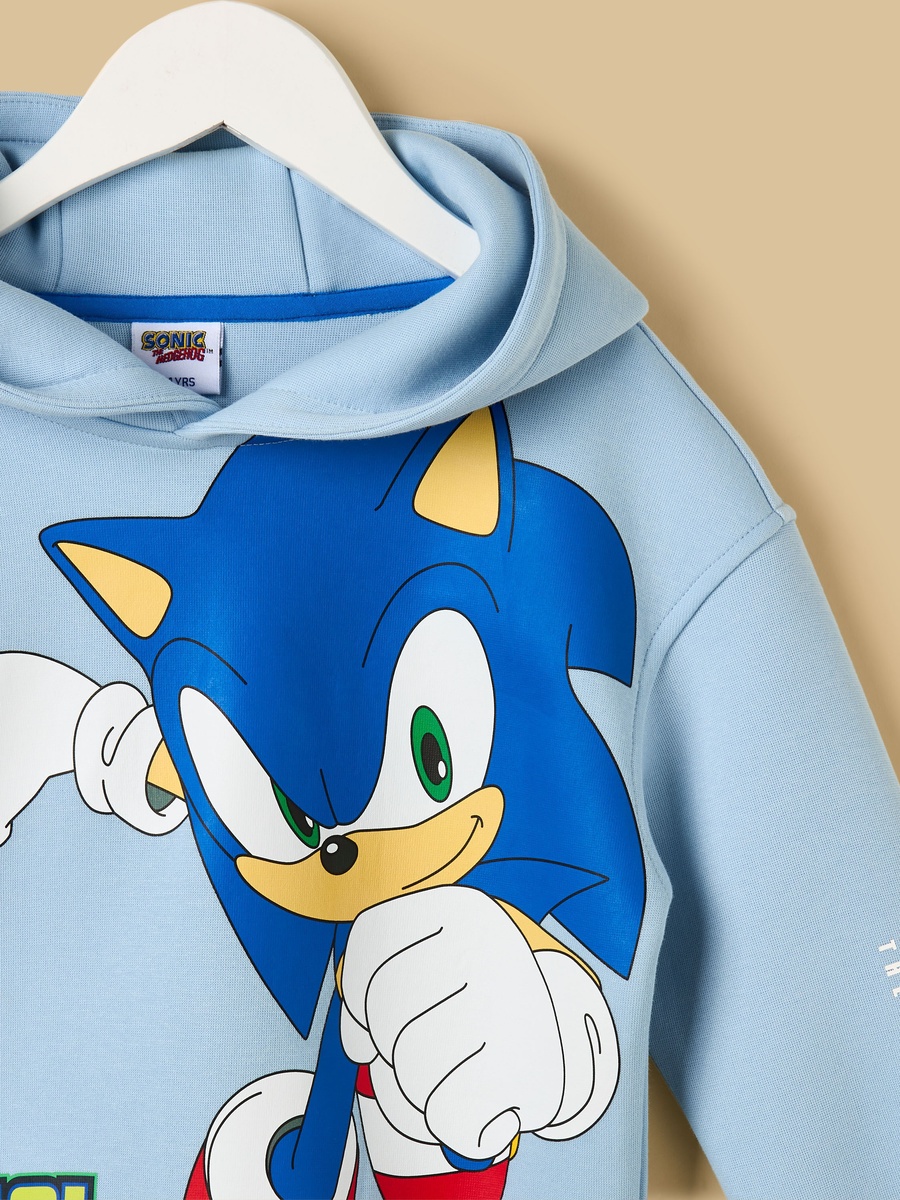 Sonic the Hedgehog Print Hooded Sweatshirt and Joggers Set