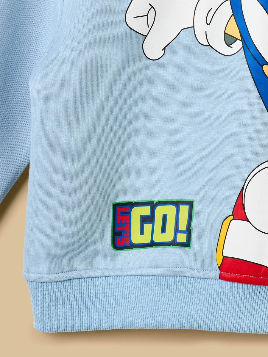 Sonic the Hedgehog Print Hooded Sweatshirt and Joggers Set