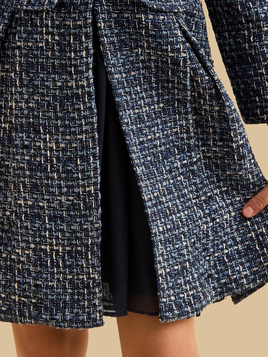 Tweed Sleeveless Dress with Coat