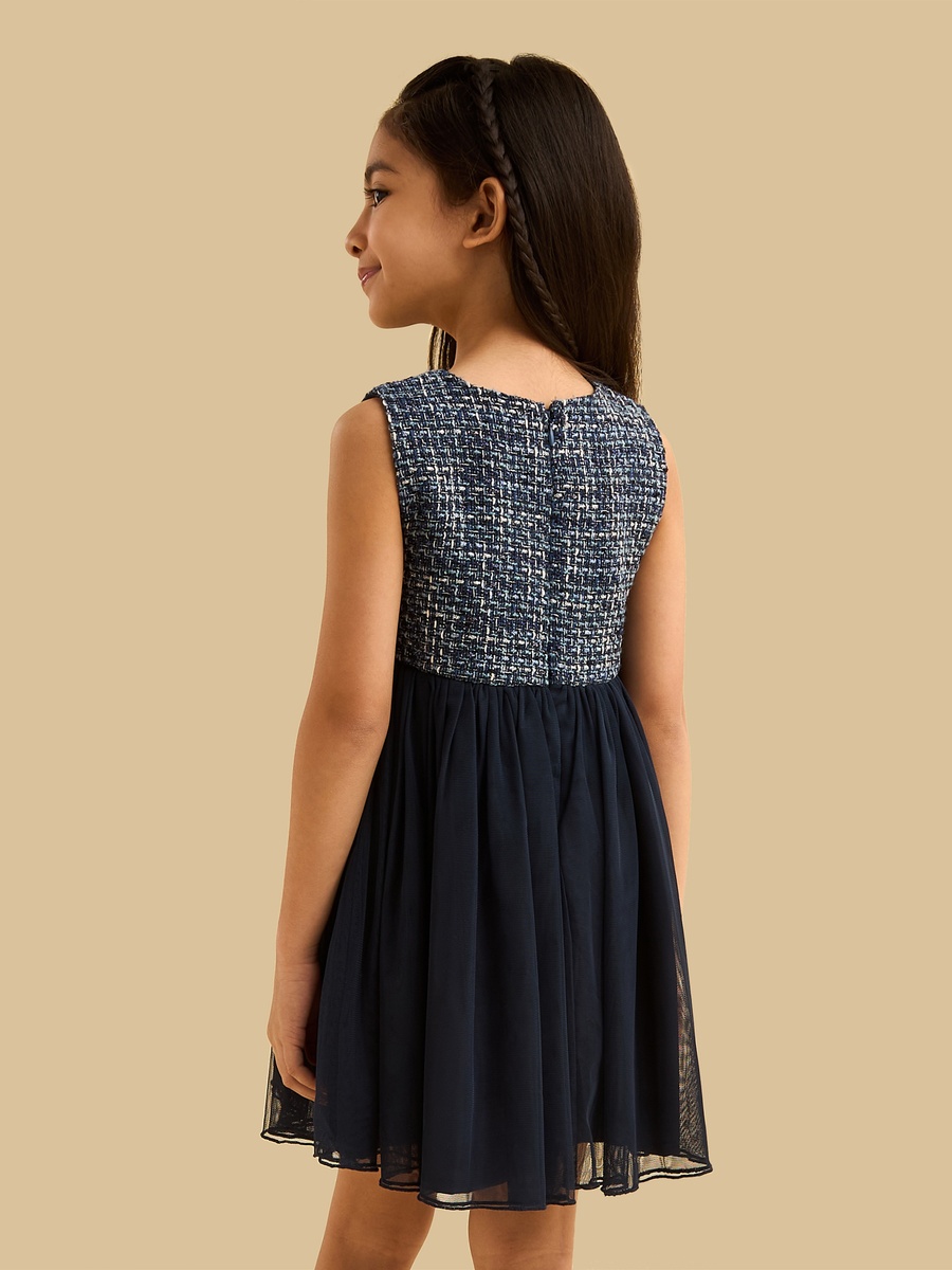 Tweed Sleeveless Dress with Coat