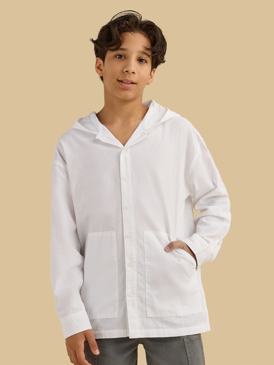 Hooded Linen Long Sleeves Shirt