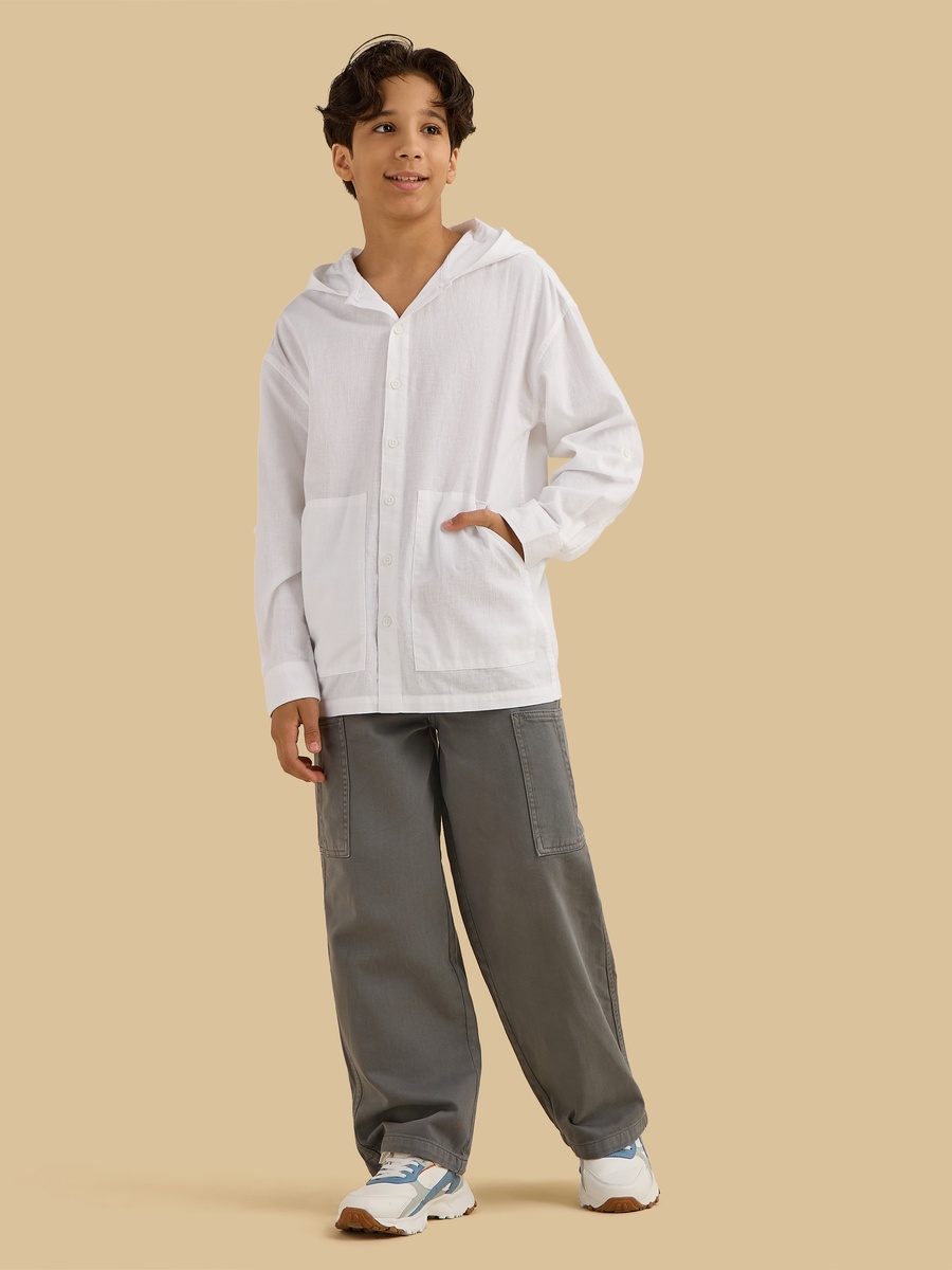 Hooded Linen Long Sleeves Shirt