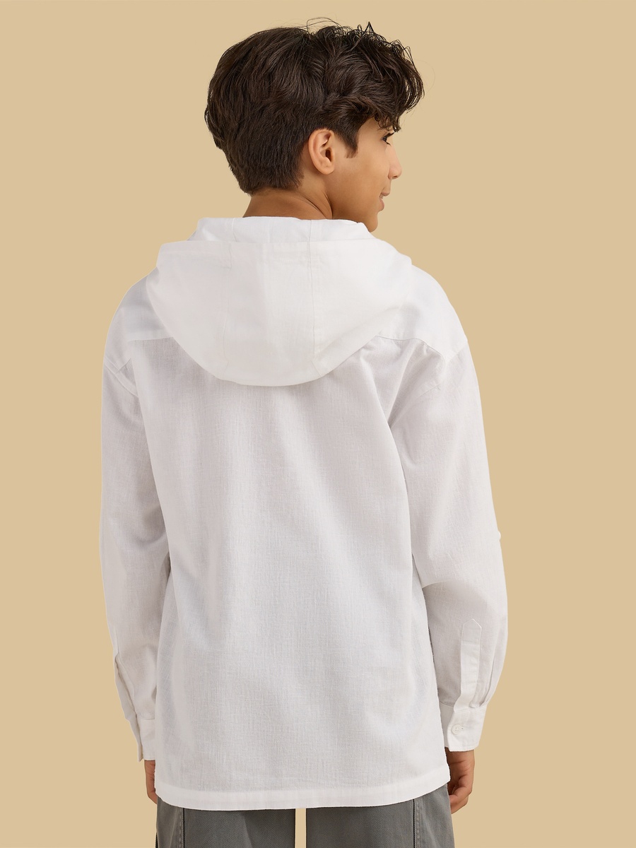 Hooded Linen Long Sleeves Shirt