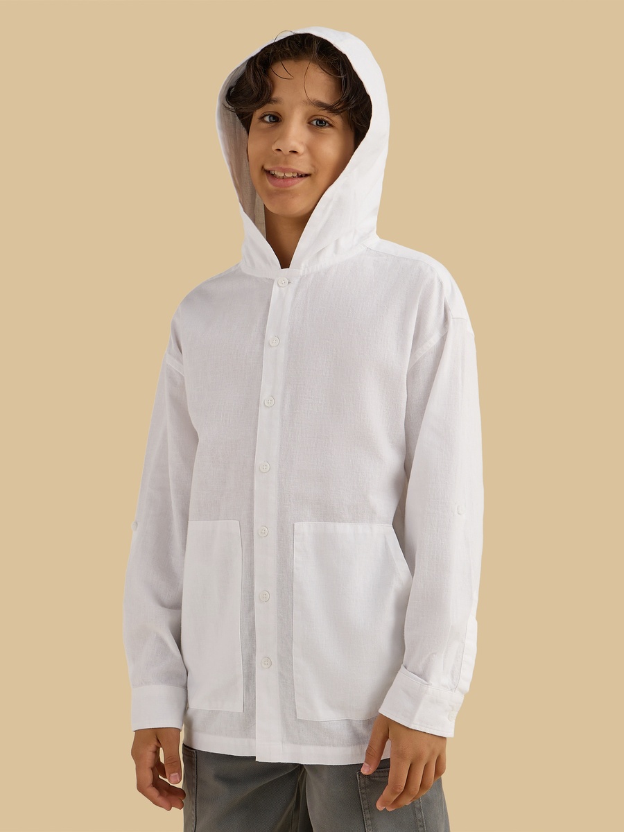 Hooded Linen Long Sleeves Shirt