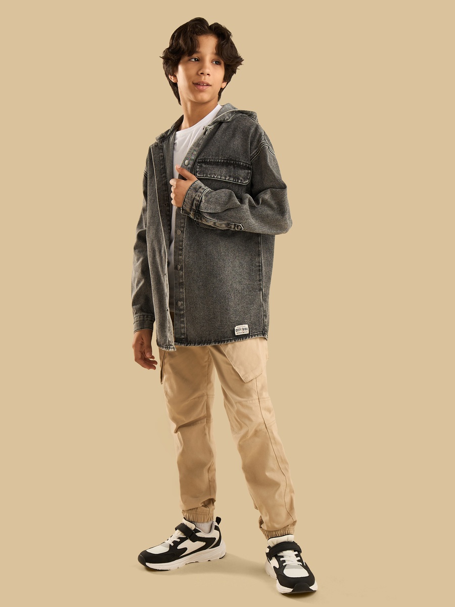Hooded Cotton Denim Shirt