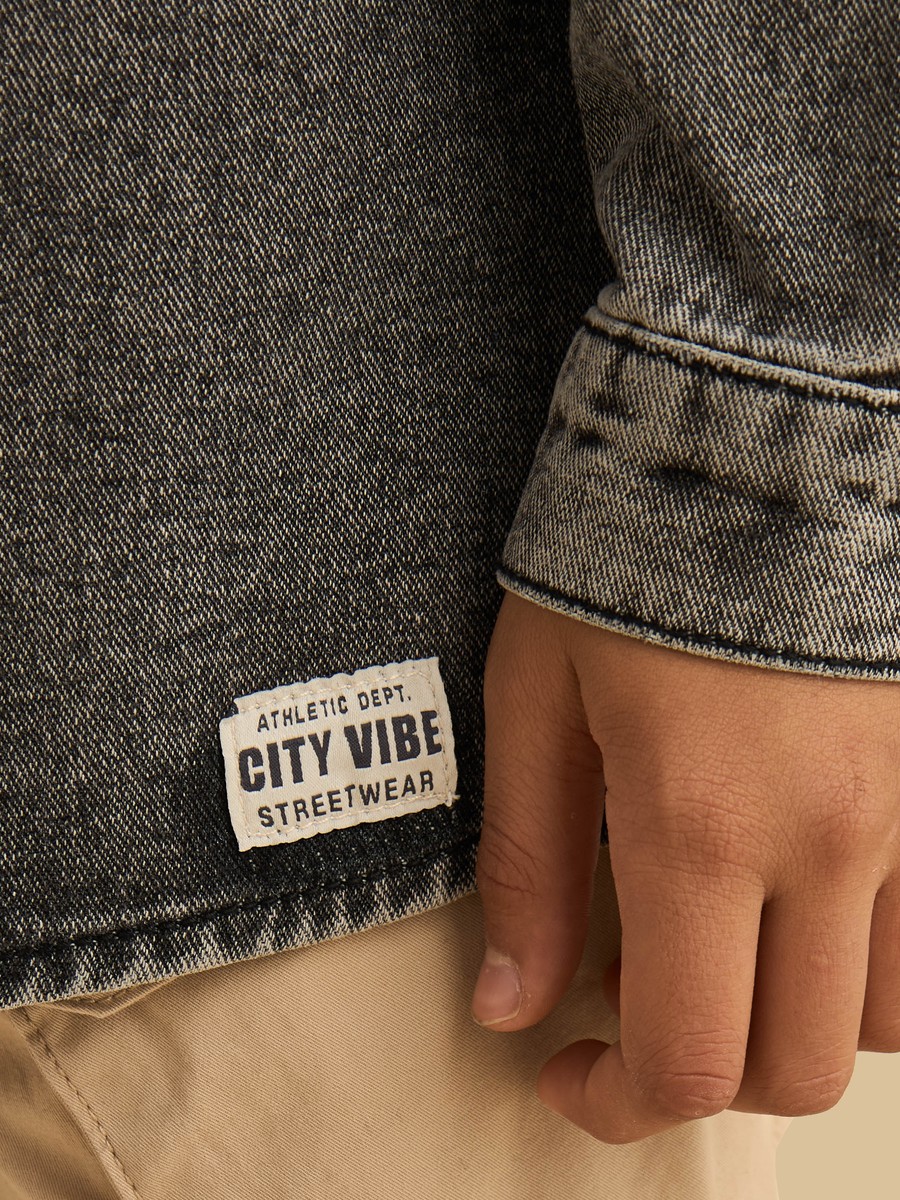 Hooded Cotton Denim Shirt