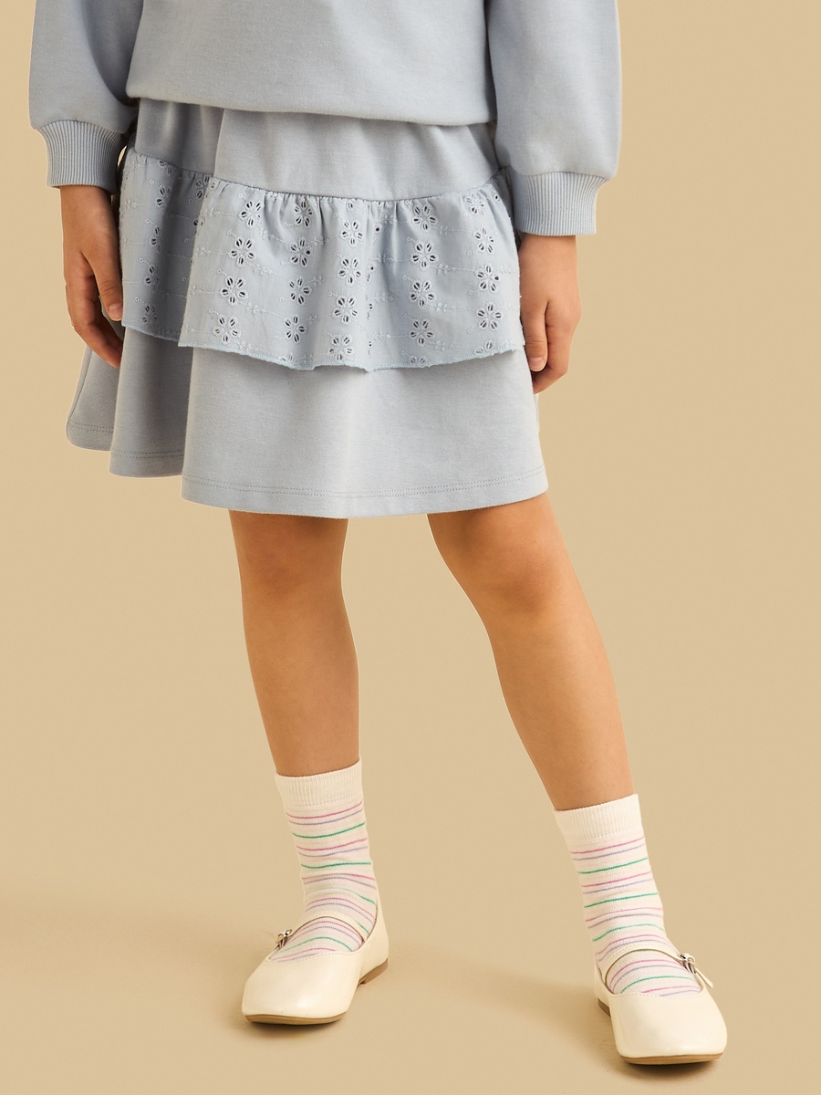 Schiffli Embroidered Tiered Skirt