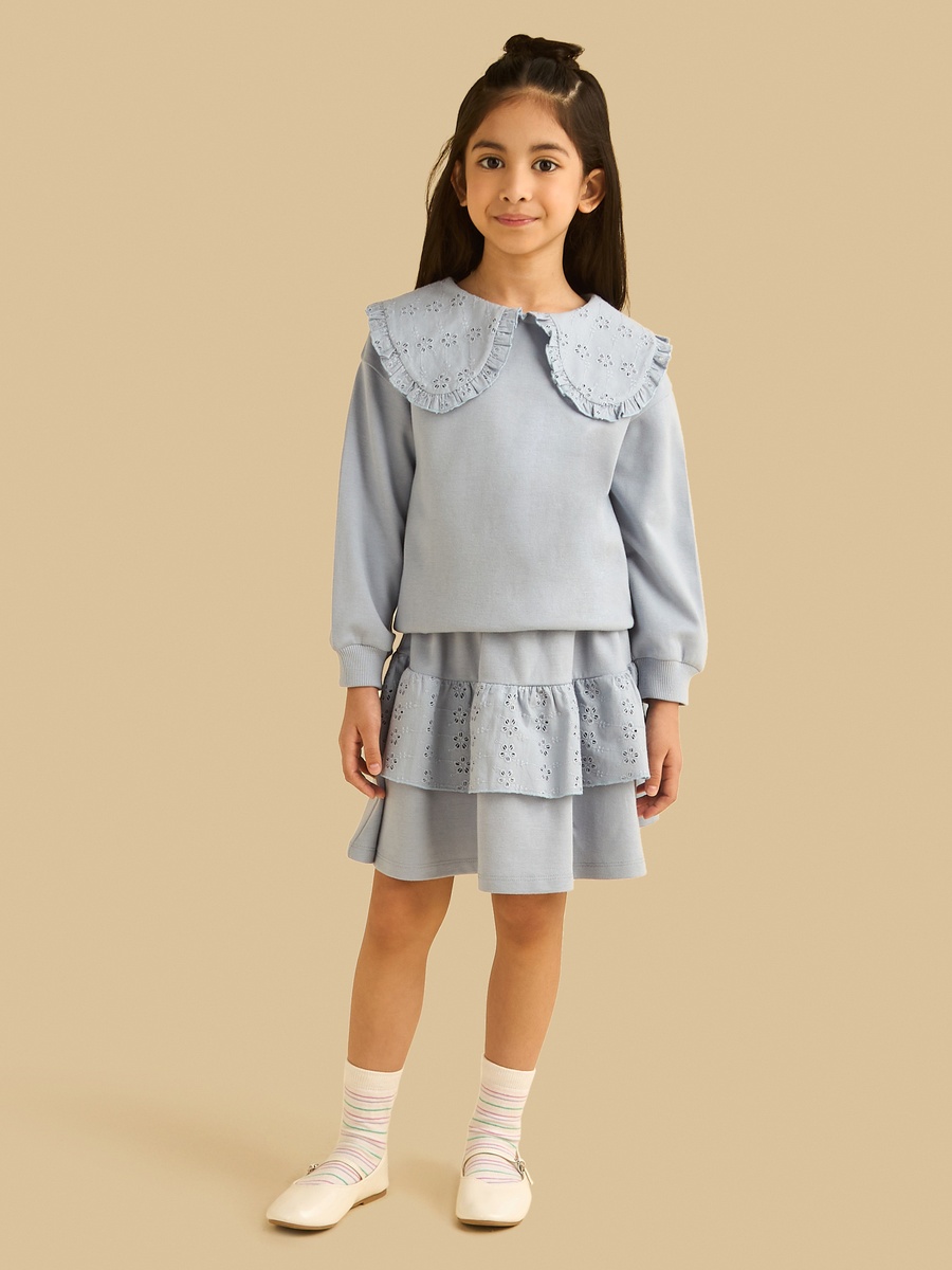 Schiffli Embroidered Tiered Skirt