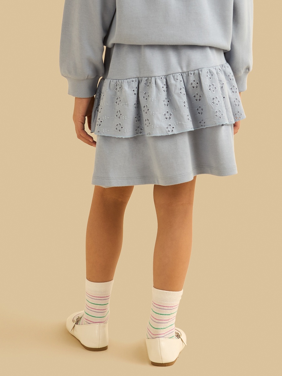 Schiffli Embroidered Tiered Skirt