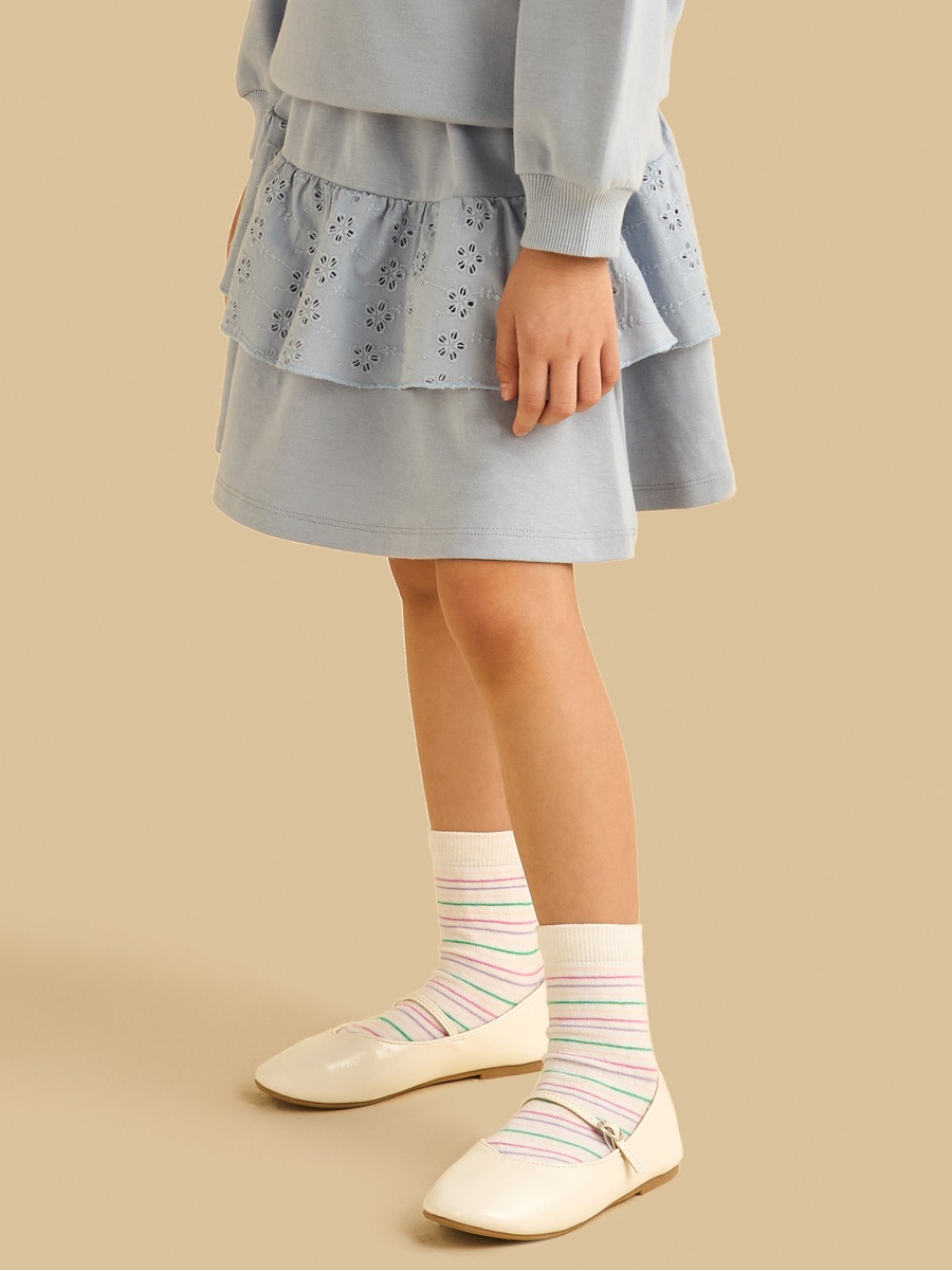 Schiffli Embroidered Tiered Skirt