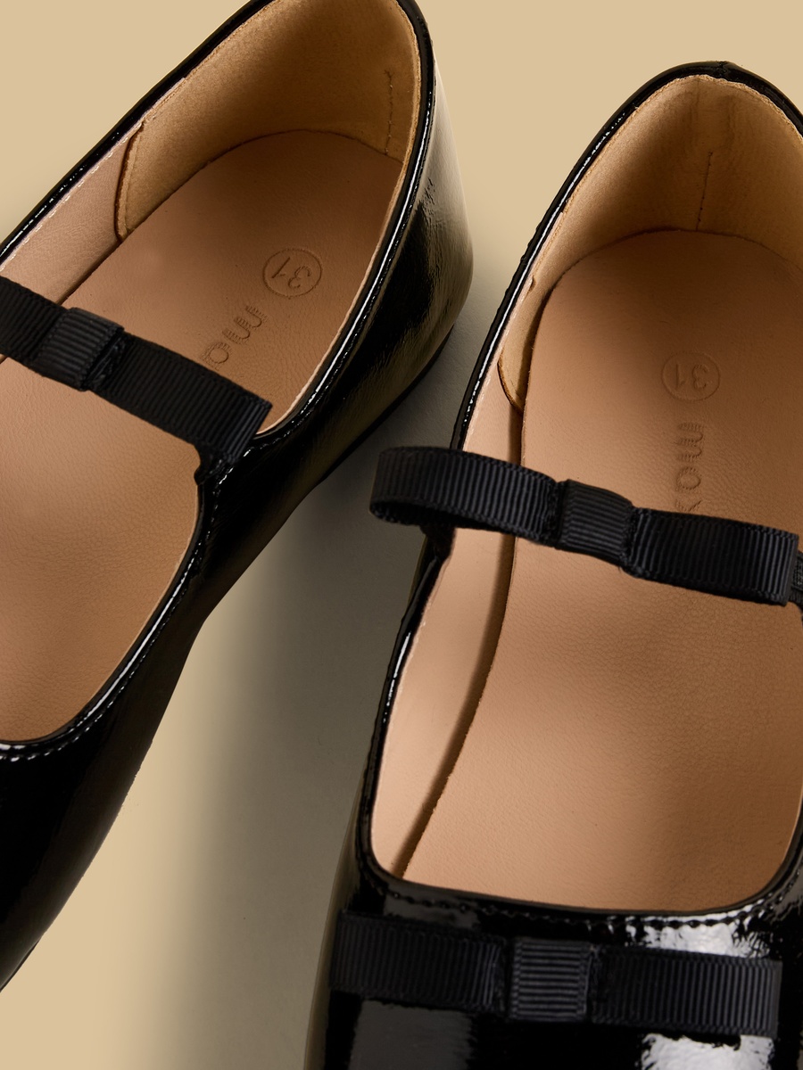 Bow Detail Ballerina Shoes with Elasticated Strap