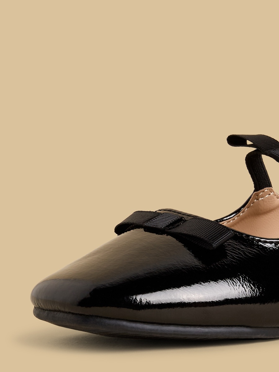 Bow Detail Ballerina Shoes with Elasticated Strap