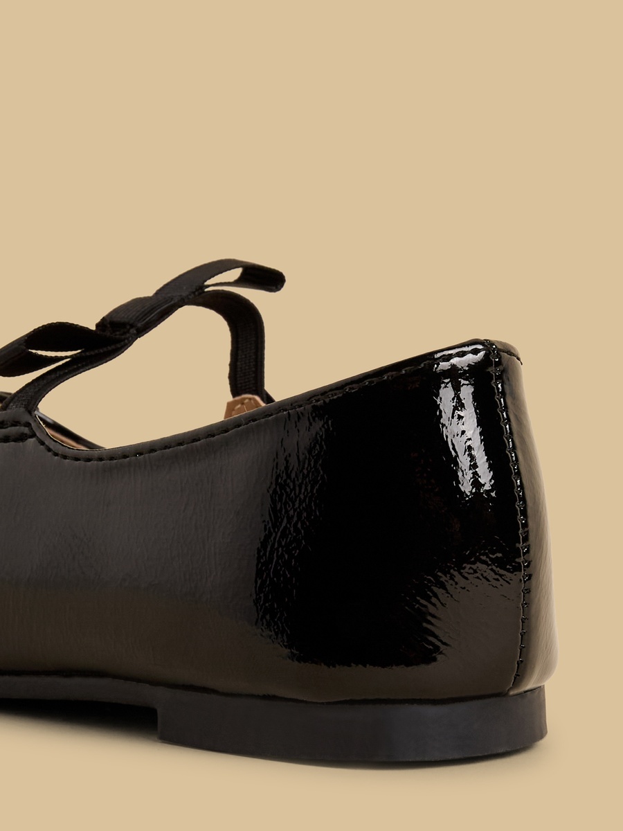 Bow Detail Ballerina Shoes with Elasticated Strap