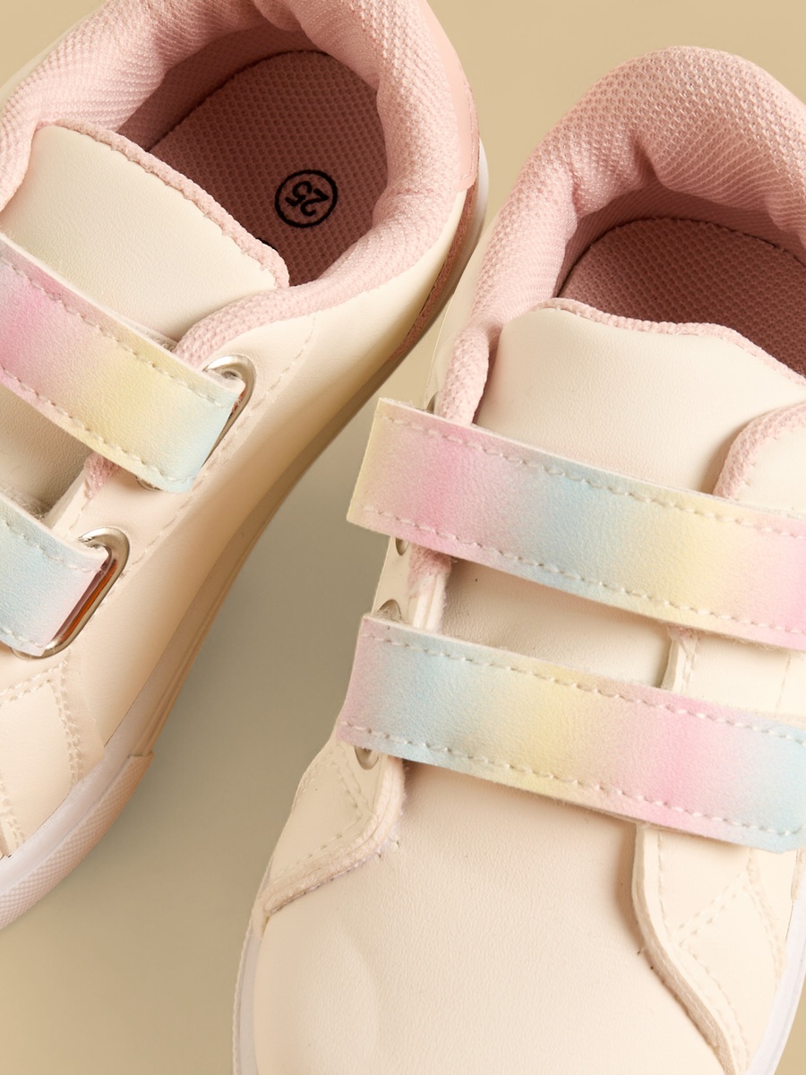 Unicorn Print Sneakers with Hook and Loop Closure