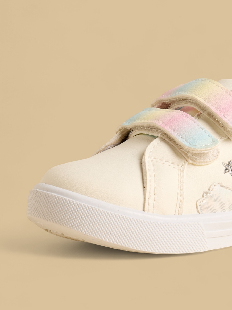 Unicorn Print Sneakers with Hook and Loop Closure