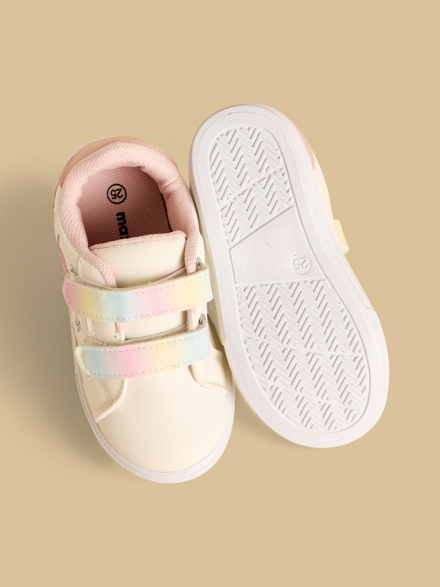 Unicorn Print Sneakers with Hook and Loop Closure
