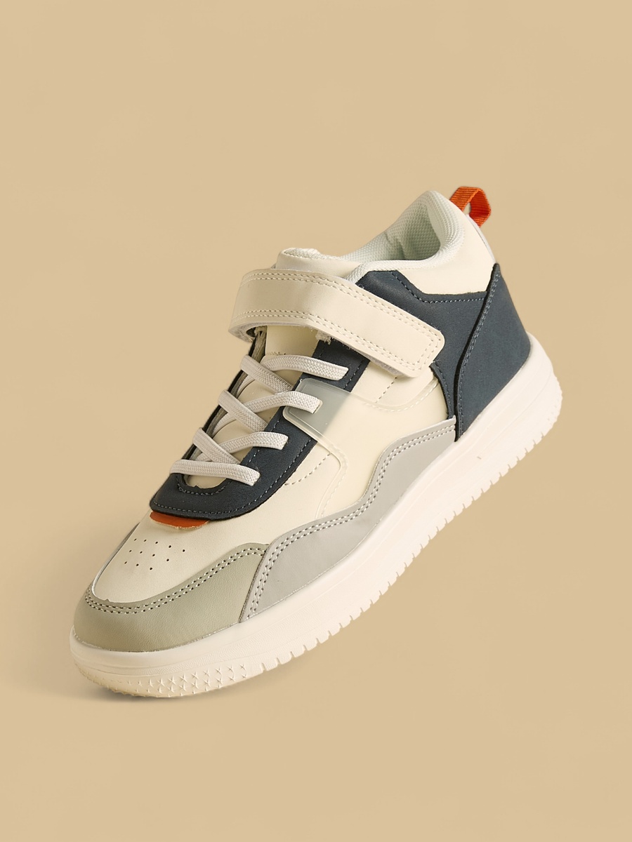 Panelled Sneakers with Hook and Loop Closure