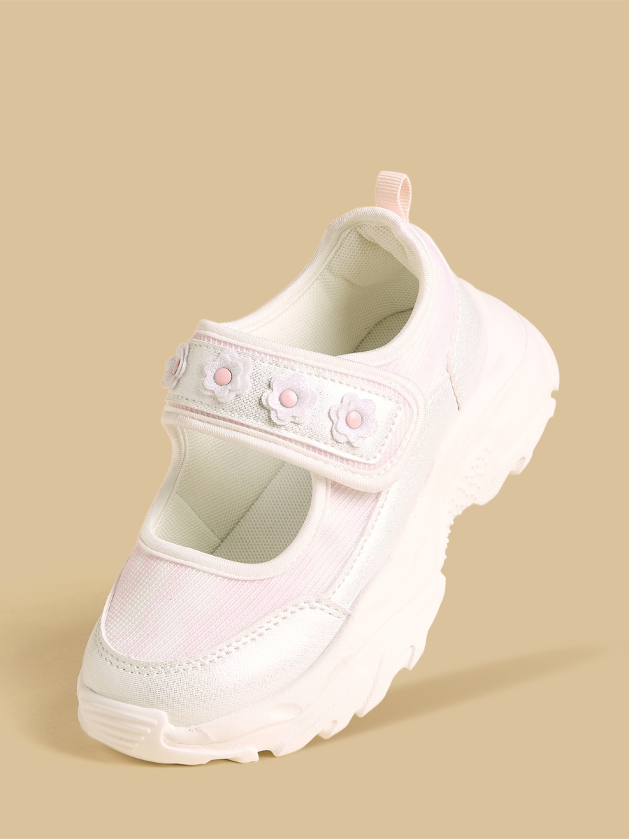 Floral Embellished Sports Shoes with Hook and Loop Closure