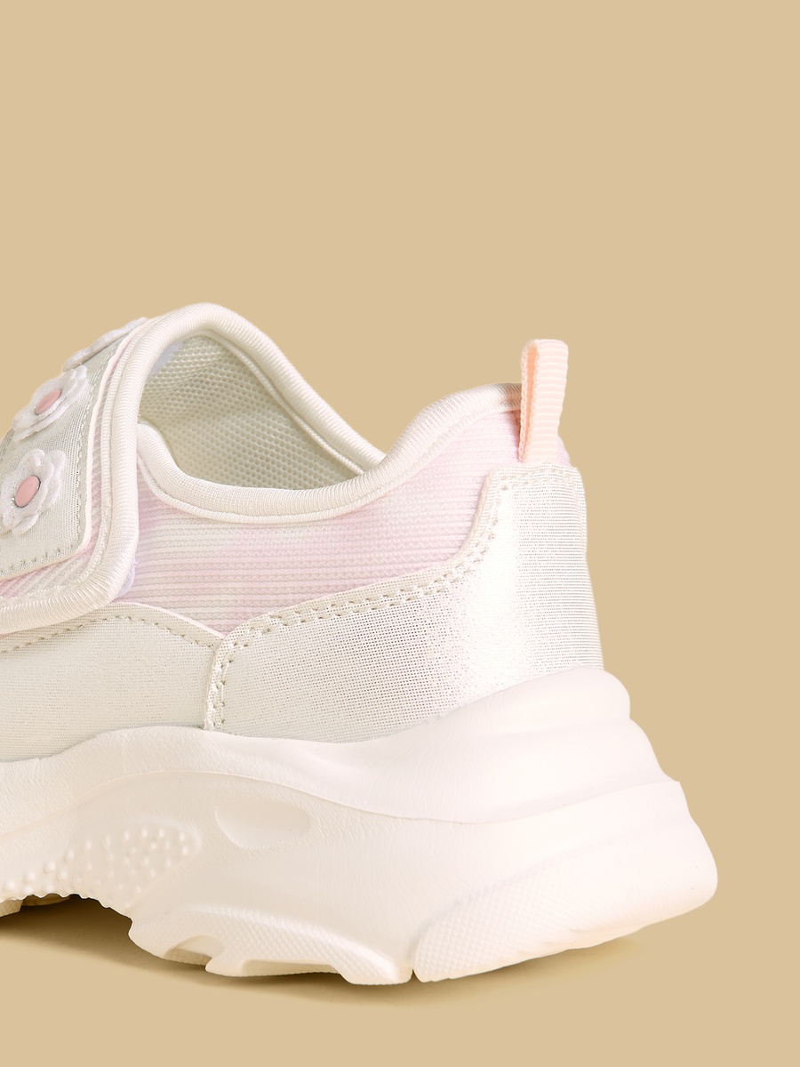 Floral Embellished Sports Shoes with Hook and Loop Closure