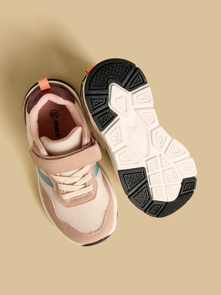 Panelled Sports Shoes with Hook and Loop Closure