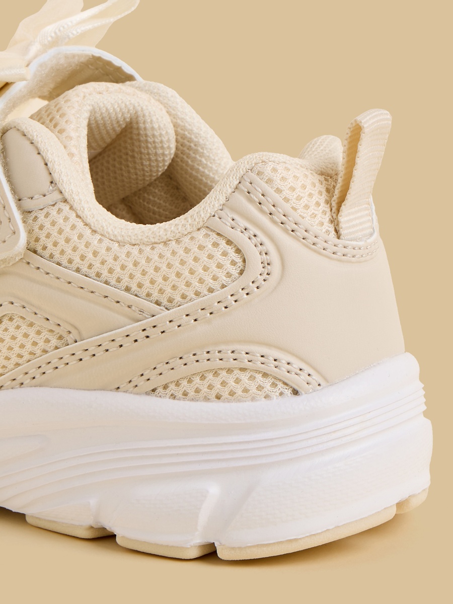 Bow Accent Sports Shoes with Hook and Loop Closure