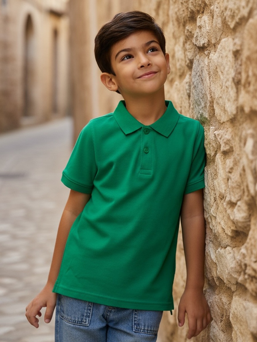 Textured Cotton Polo T-Shirt