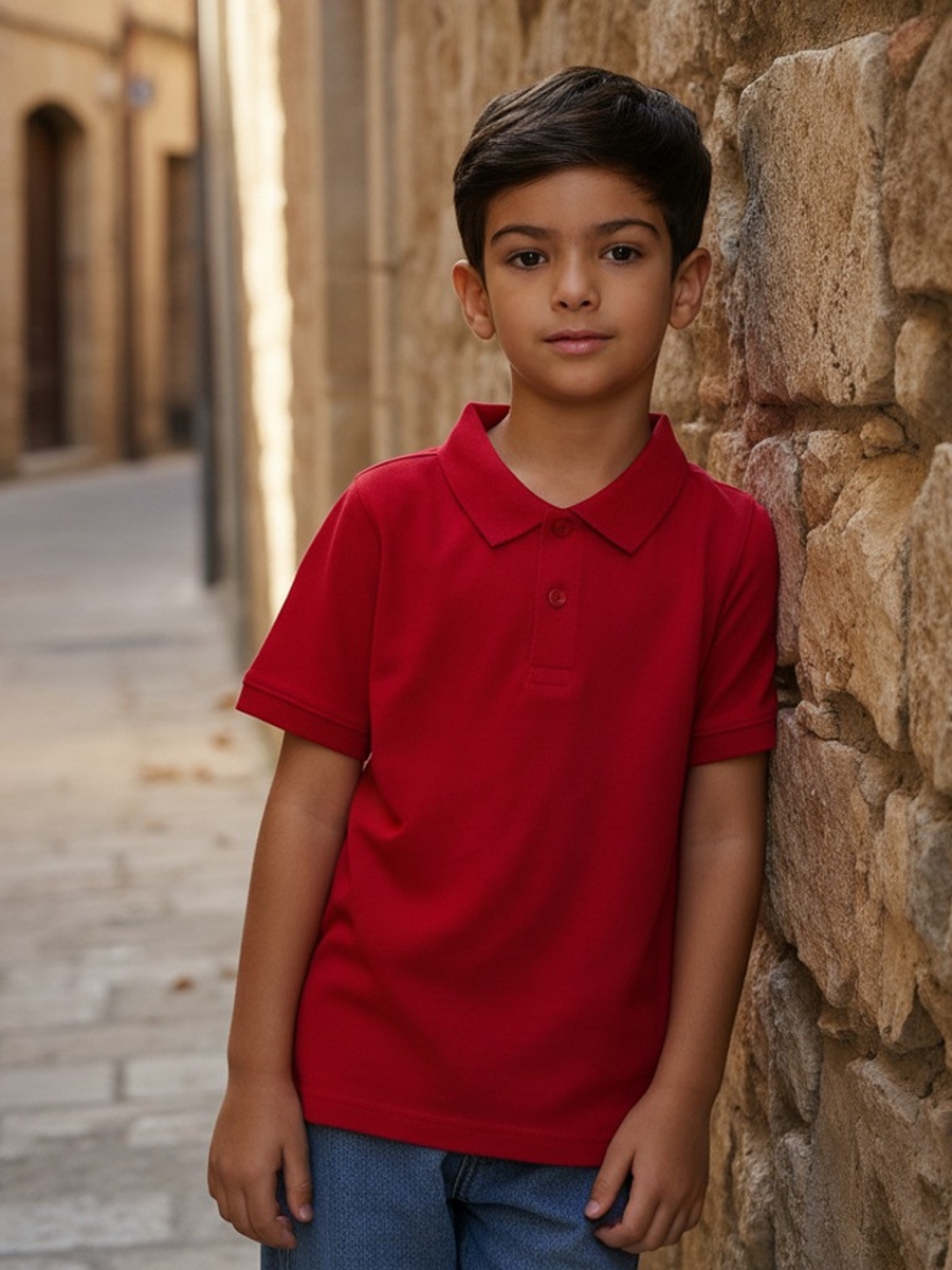 Textured Cotton Polo T-Shirt