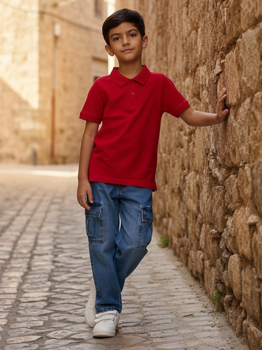 Textured Cotton Polo T-Shirt