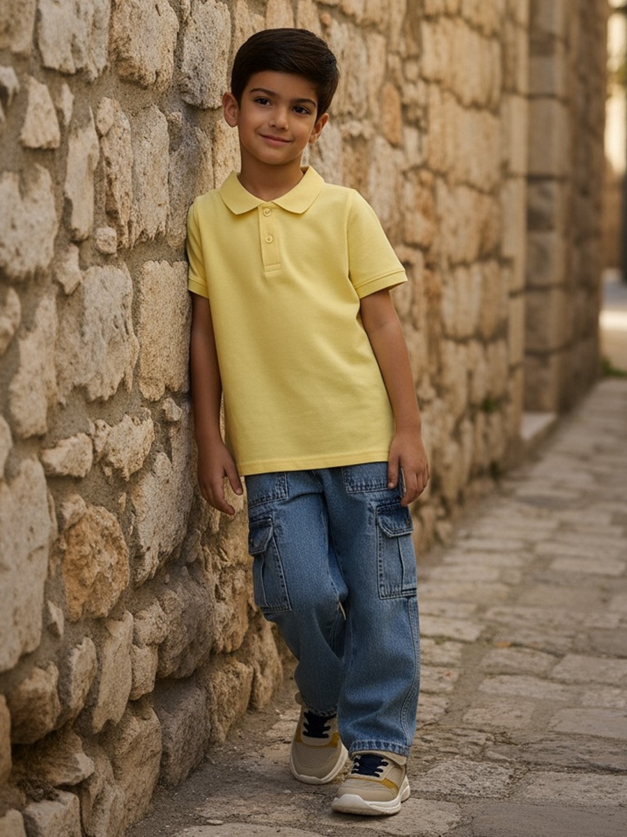 Textured Cotton Polo T-Shirt