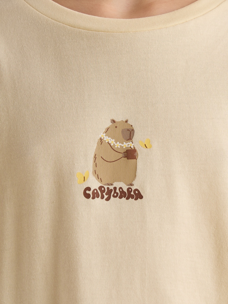 Capybara Print Oversized T-Shirt
