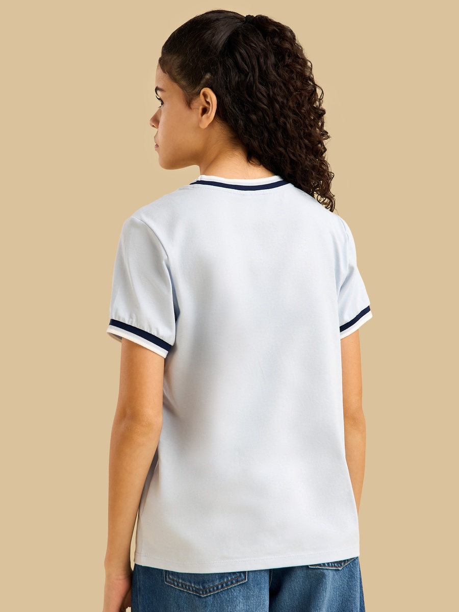 Star Embellished T-Shirt with Contrast Trim
