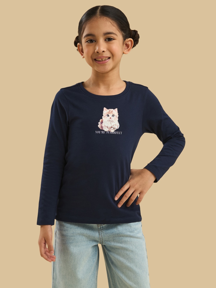 Cat Print Cotton T-Shirt