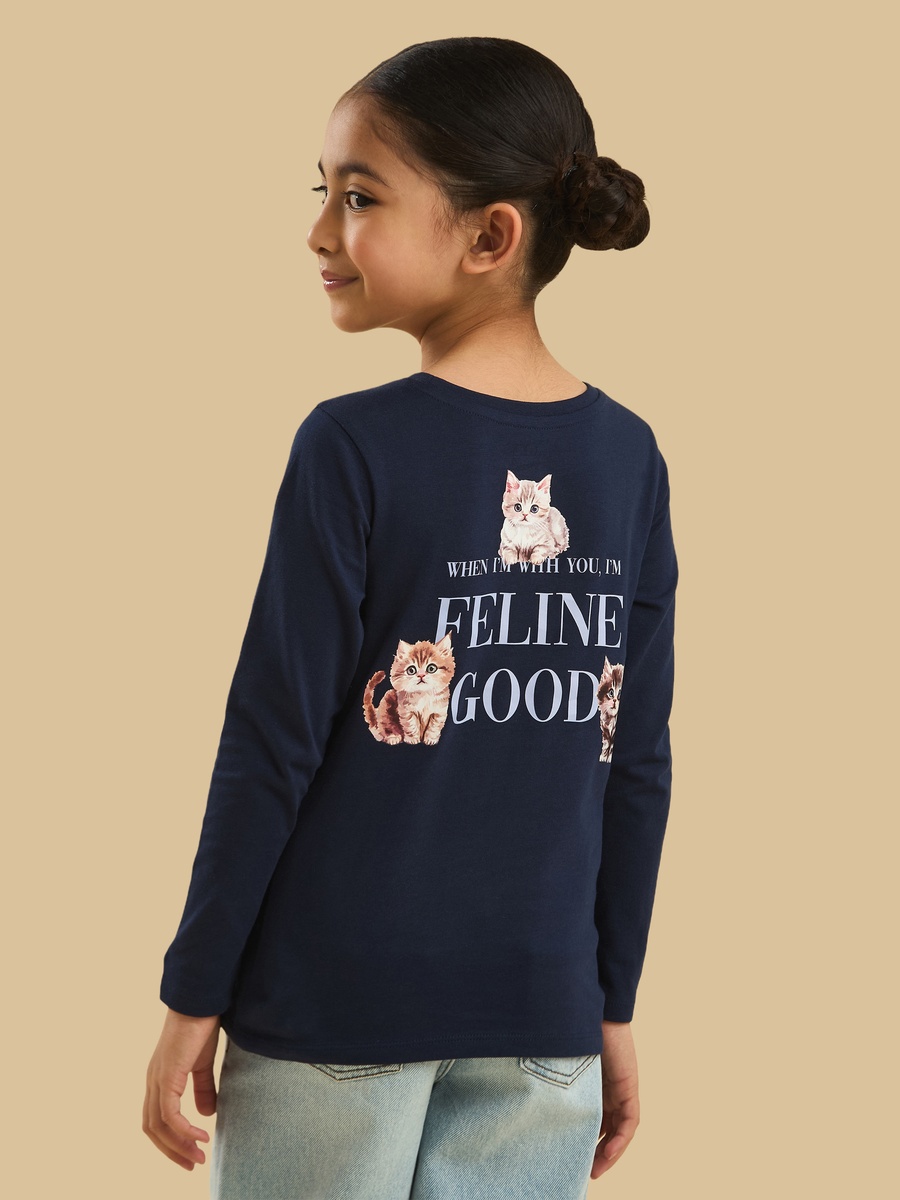 Cat Print Cotton T-Shirt