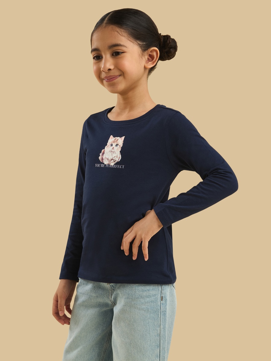 Cat Print Cotton T-Shirt