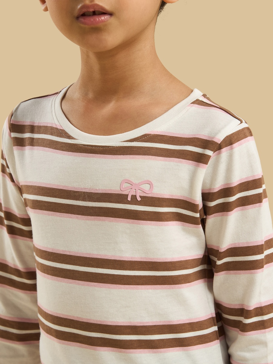 Striped Bow Accent T-Shirt