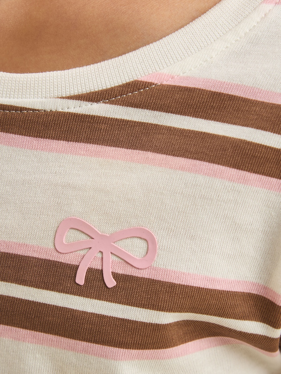 Striped Bow Accent T-Shirt