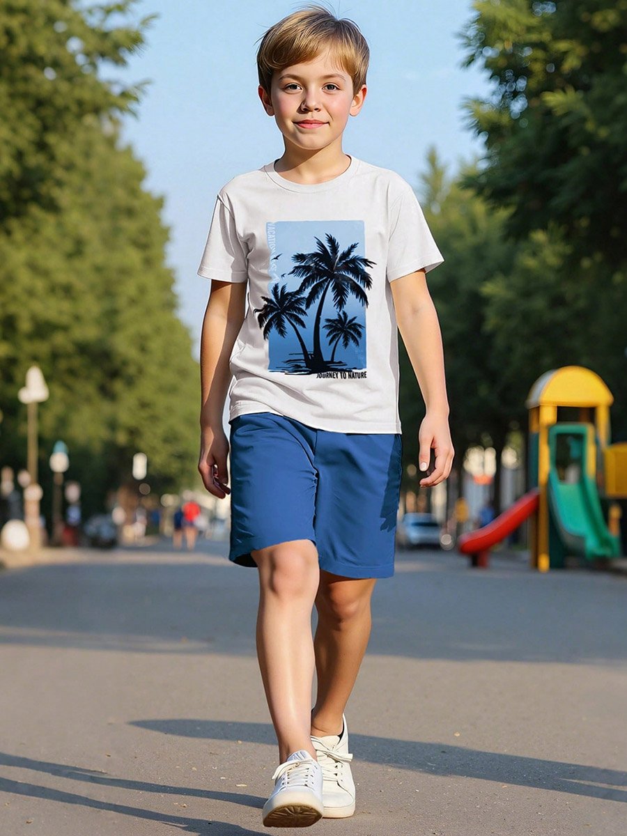 Boys Tropical Graphic Print T-Shirt and Shorts Set
