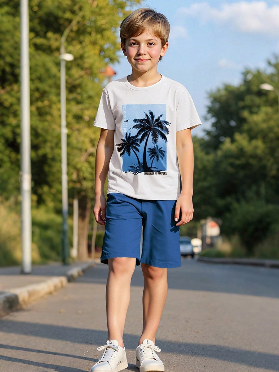 Boys Tropical Graphic Print T-Shirt and Shorts Set