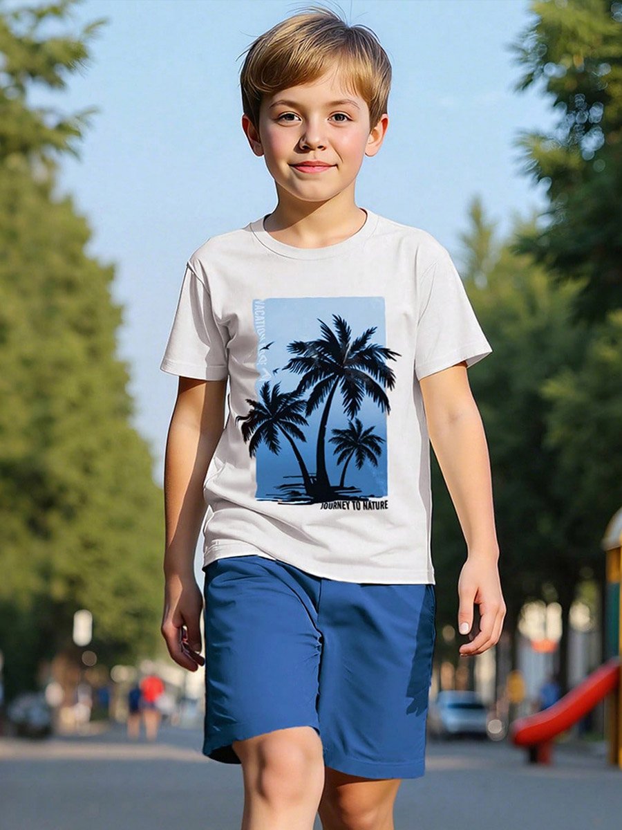 Boys Tropical Graphic Print T-Shirt and Shorts Set