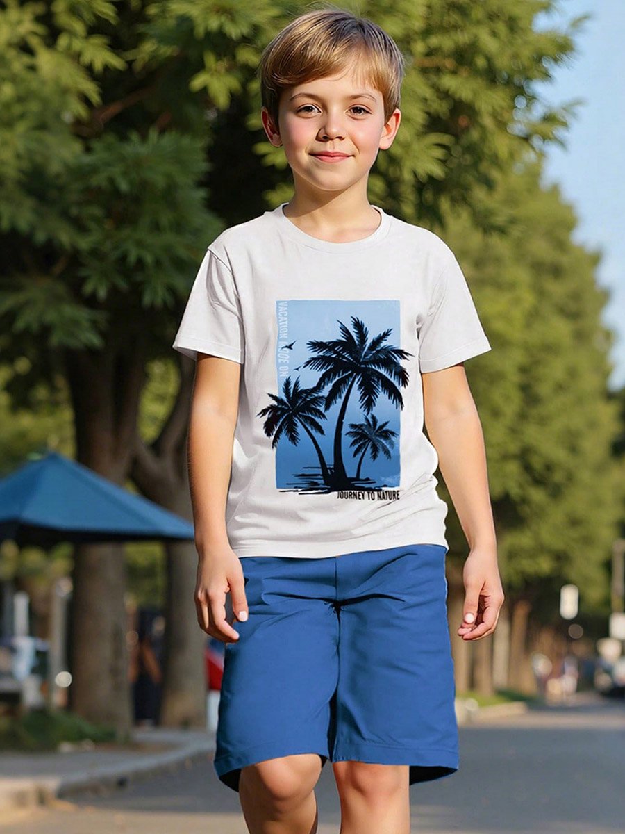 Boys Tropical Graphic Print T-Shirt and Shorts Set