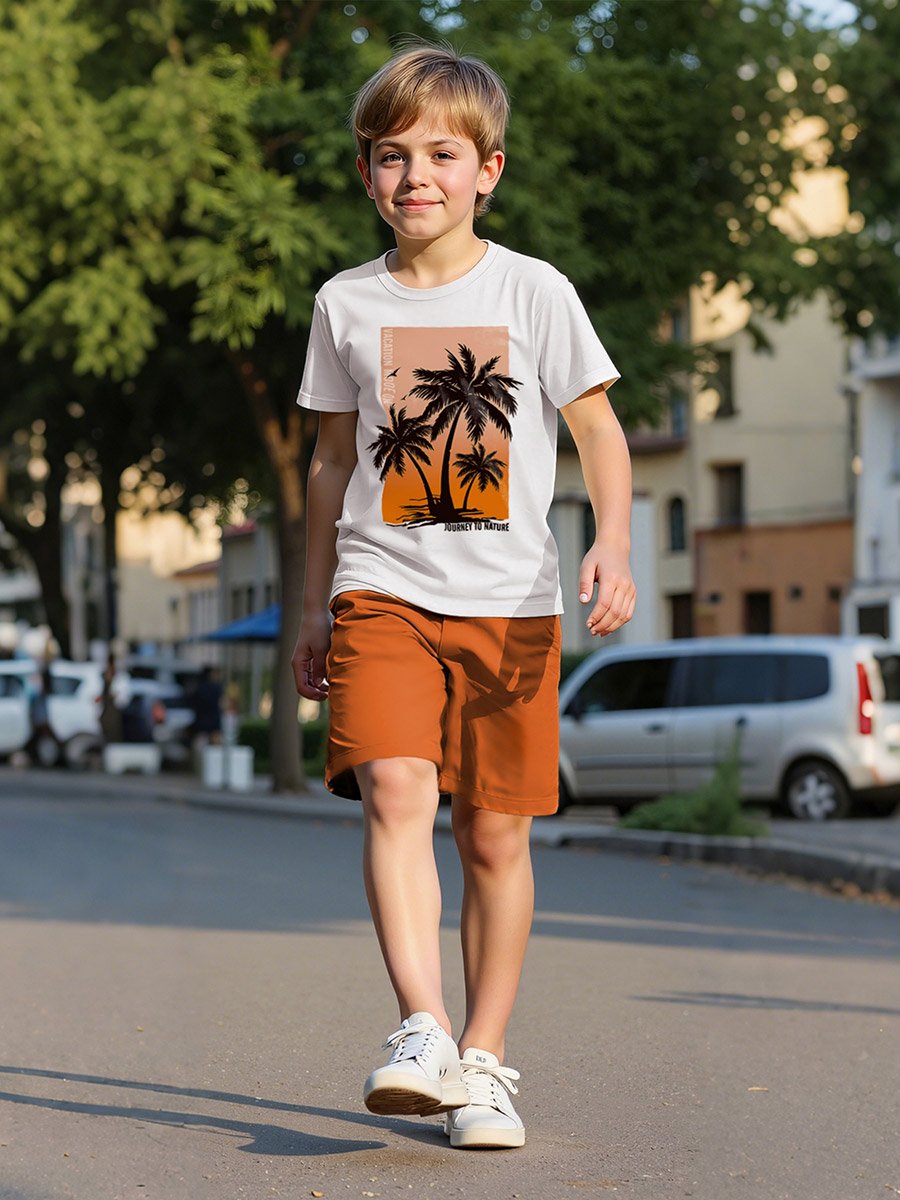 Boys Tropical Graphic Print T-Shirt and Shorts Set