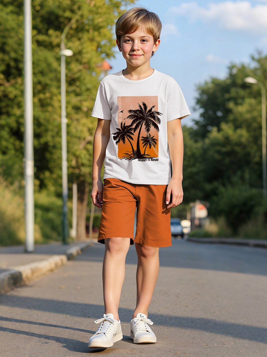Boys Tropical Graphic Print T-Shirt and Shorts Set