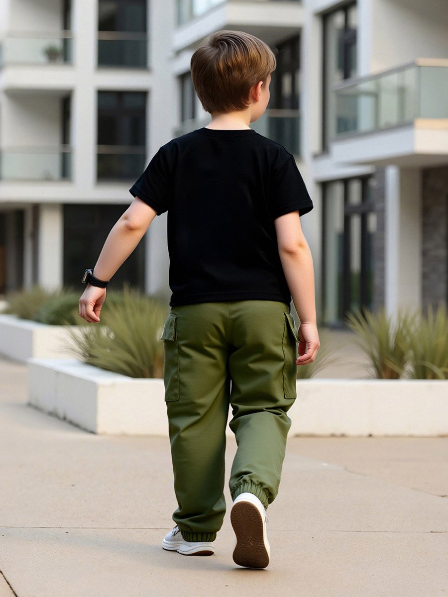 Boys Dino Gamer Graphic T-Shirt and Cargo Pants Set