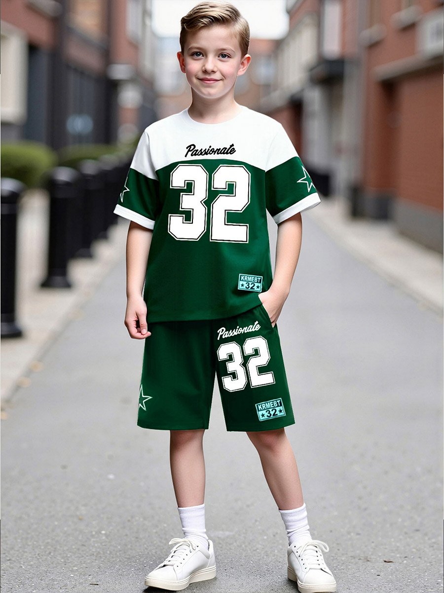 Boys Color Block T-Shirt and Shorts Set